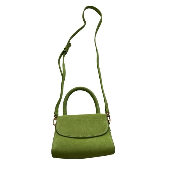 BY FAR Mini Suede Mini Handbag in Green